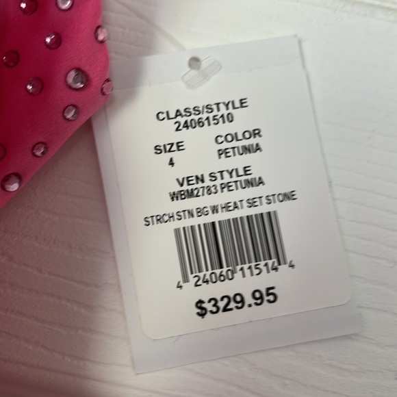 NWT Jules & Cleo Pink Rhinestone Sparkle Crystal A-Line V-Neck Dress Size 4 - Picture 3 of 8